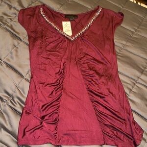 BRAND NEW Express Design Studio Sleeveless Ruched Top w/Beading - Size M - NWT